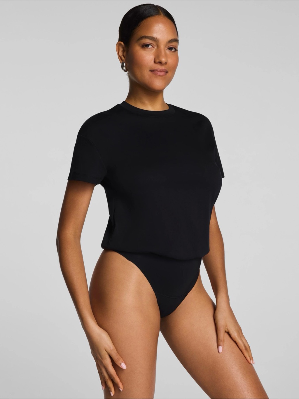 Entro Black Ribbed Oversized Bodysuit Medium